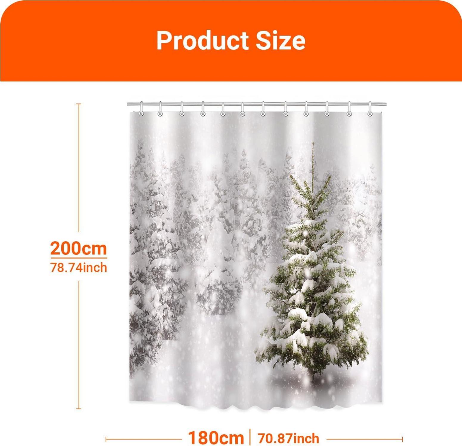 Duschvorhang Weihnachtsbaum 180x200cm, Antischimmel, Wasserabweisend