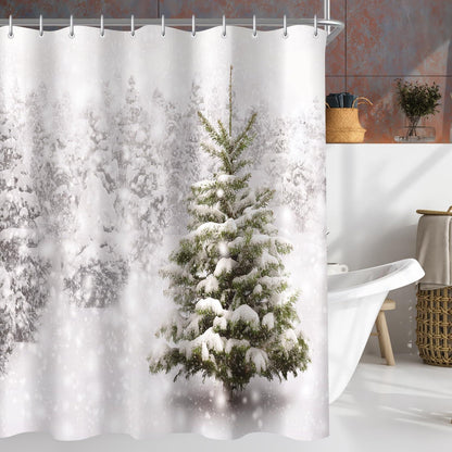 Duschvorhang Weihnachtsbaum 180x200cm Antischimmel Wasserabweisend 12 Ringe