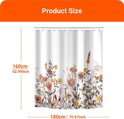 Duschvorhang Mischblumen 180x160cm, Wasserabweisend, Antischimmel