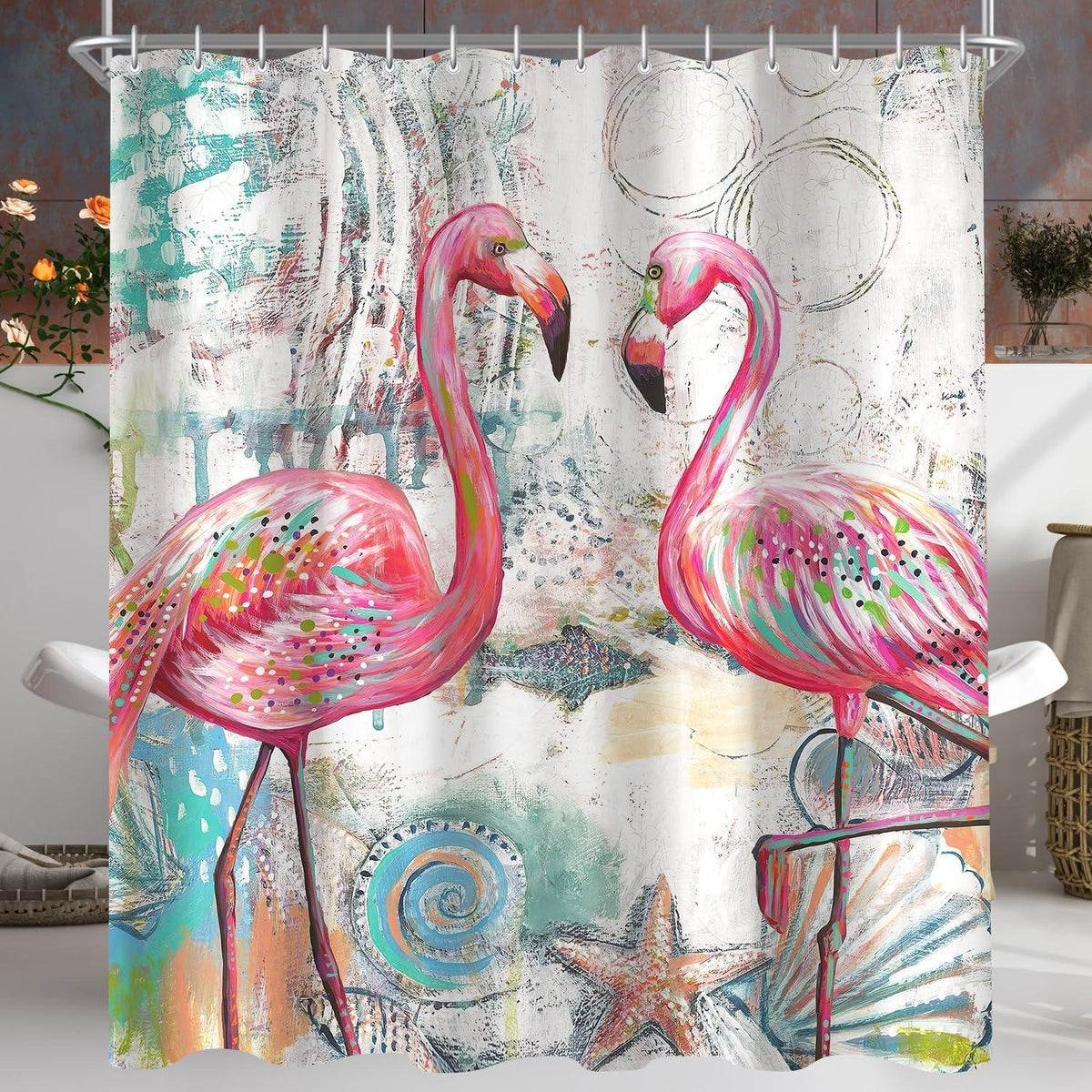 Duschvorhang Antischimmel Liebesvogel 180x160cm Polyester Waschbar