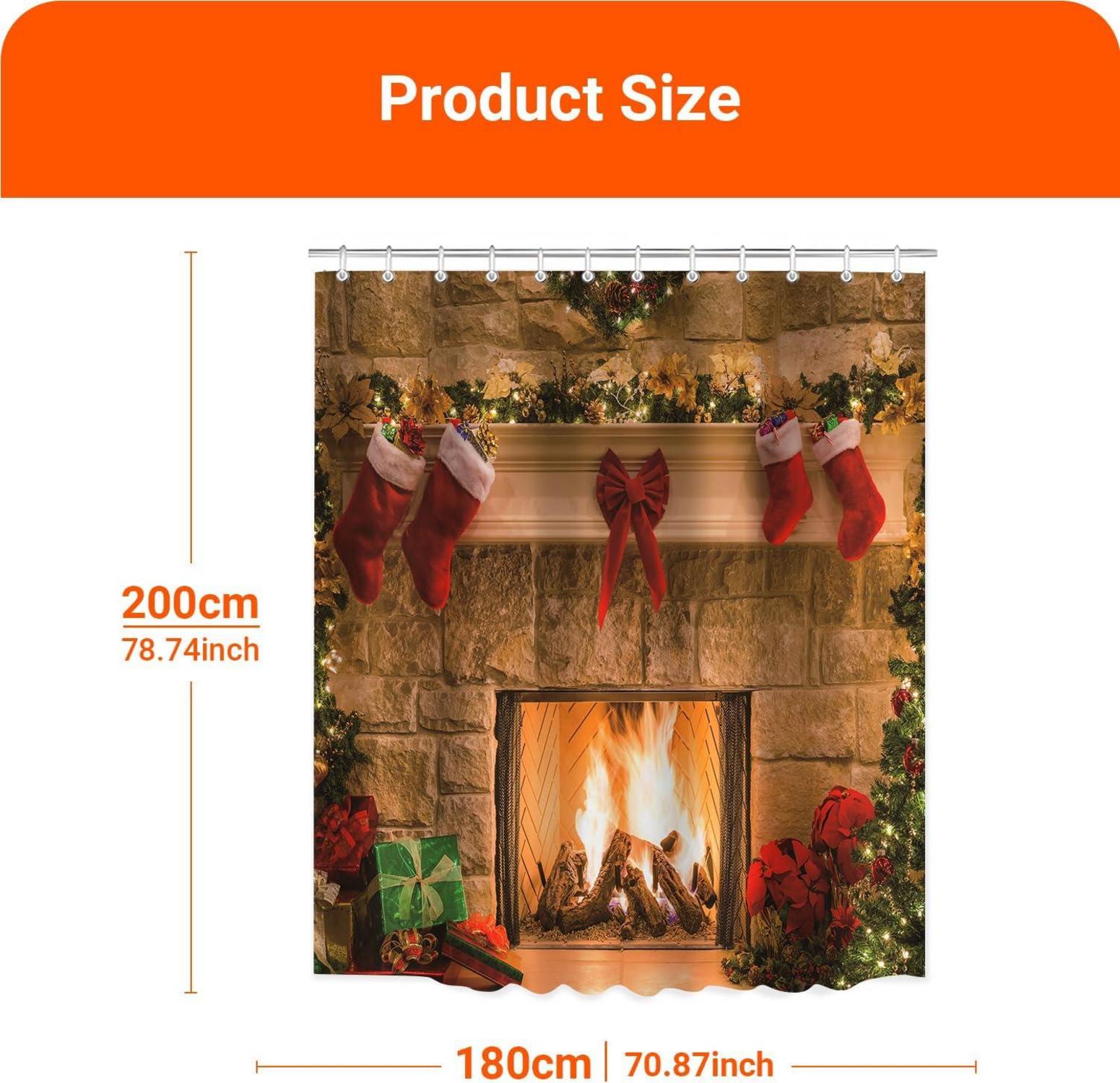 Duschvorhang Weihnachtsstrümpfe 180x200cm Antischimmel Polyester