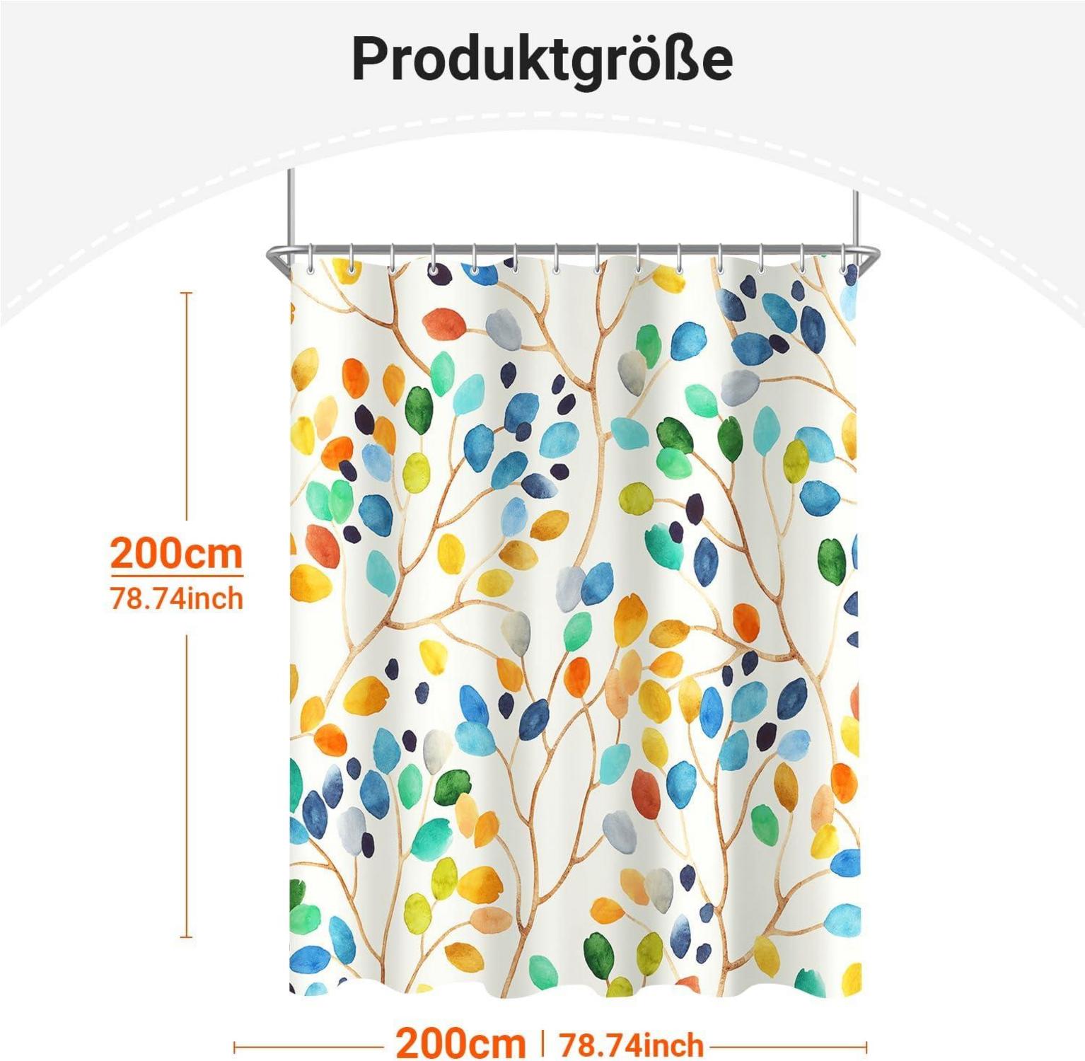 Duschvorhang 200x200cm Bunter Baum Antischimmel Textilisk