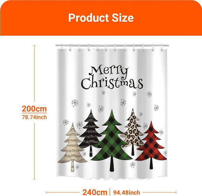 Duschvorhang Bunter Weihnachtsbaum 240x200cm Antischimmel Textil Ösen