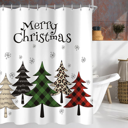 Duschvorhang Bunter Weihnachtsbaum 240x200cm Antischimmel Polyester 16 Ösen 16 Ringe