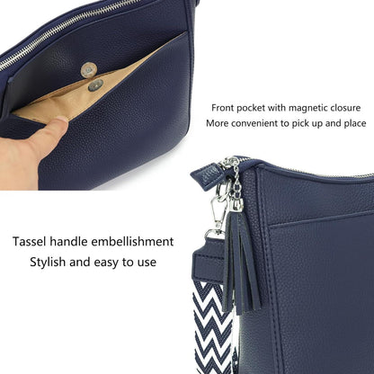 Damen Handtasche Blau Vegan Leder Schultertasche