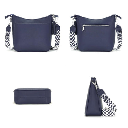 Damen Handtasche Blau Vegan Leder Schultertasche