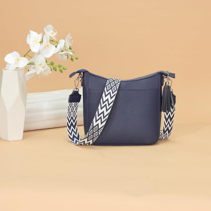 Damen Handtasche Blau Vegan Leder Schultertasche