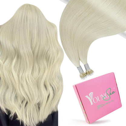 Echthaar Nano Extensions Platinblond 55cm – Volumen & Länge