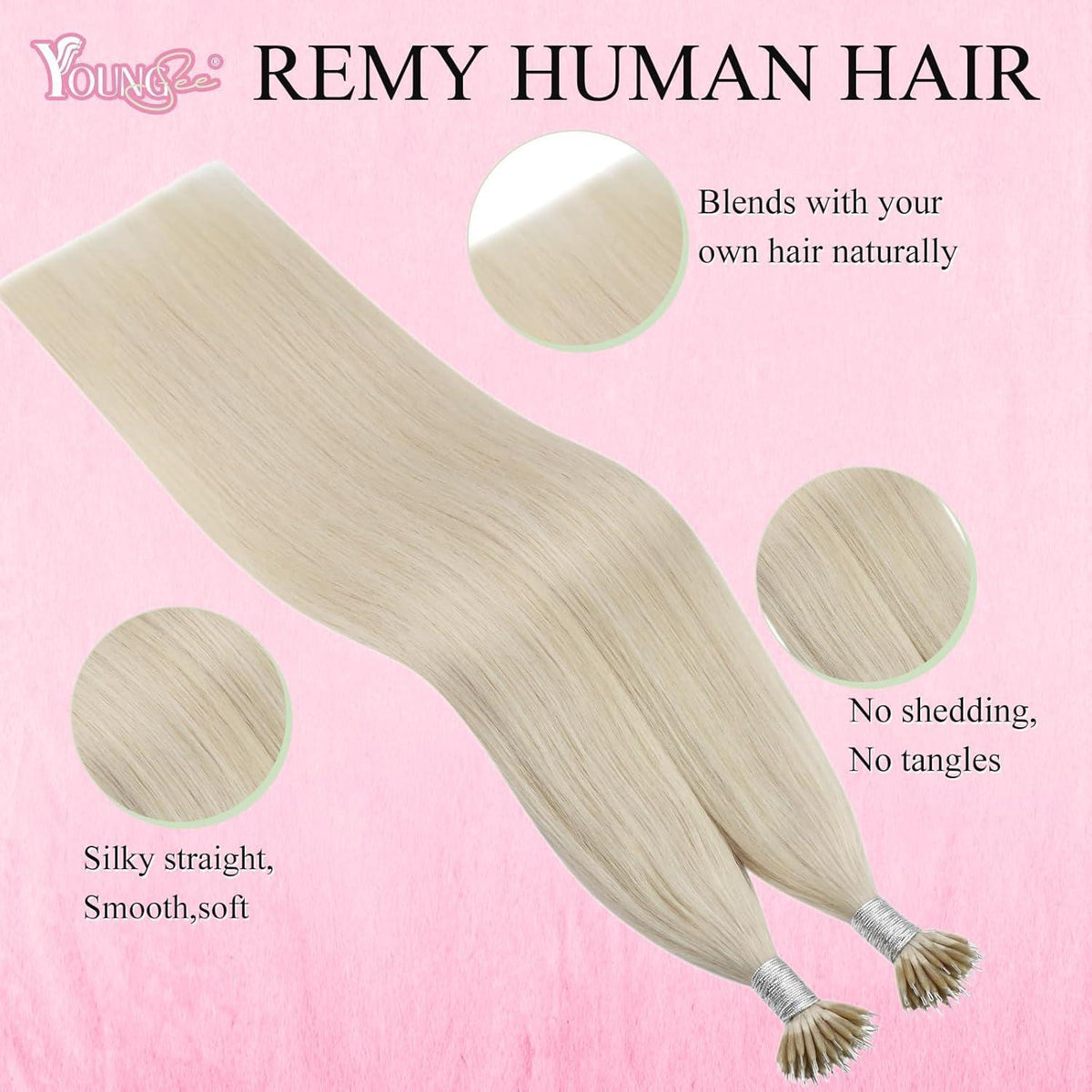 Echthaar Nano Extensions Platinblond 55cm – Volumen & Länge