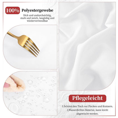 12x Weiße Biertisch Tischdecke 250x100cm – Waschbar & Pflegeleicht