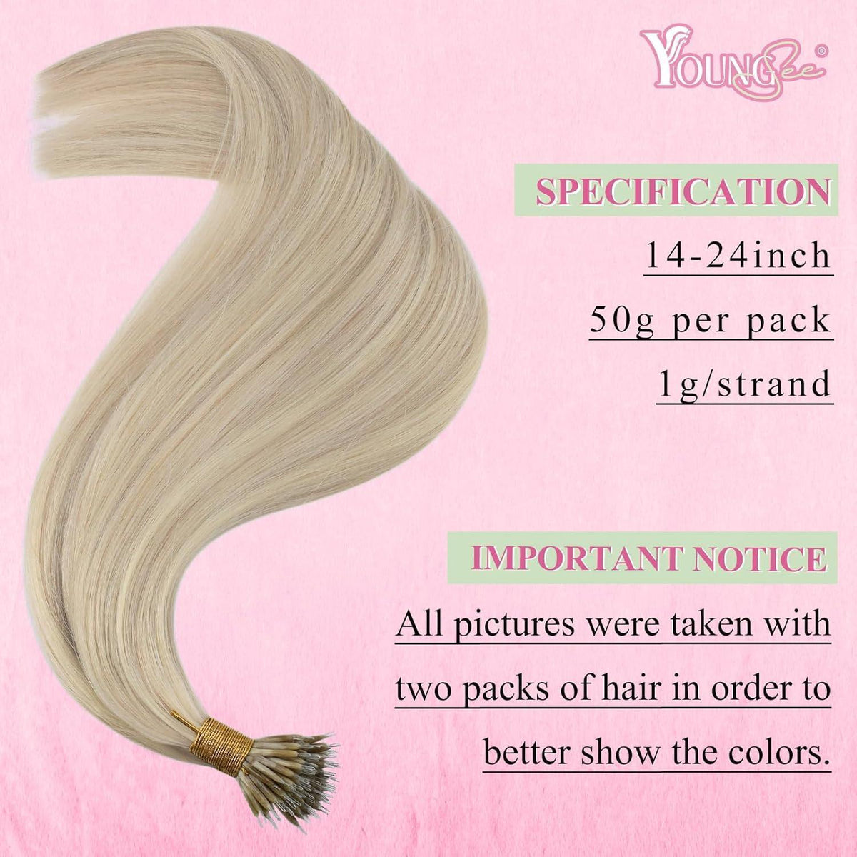 Aschblond Nanoring Extensions Echthaar 45cm – Haarverlängerung
