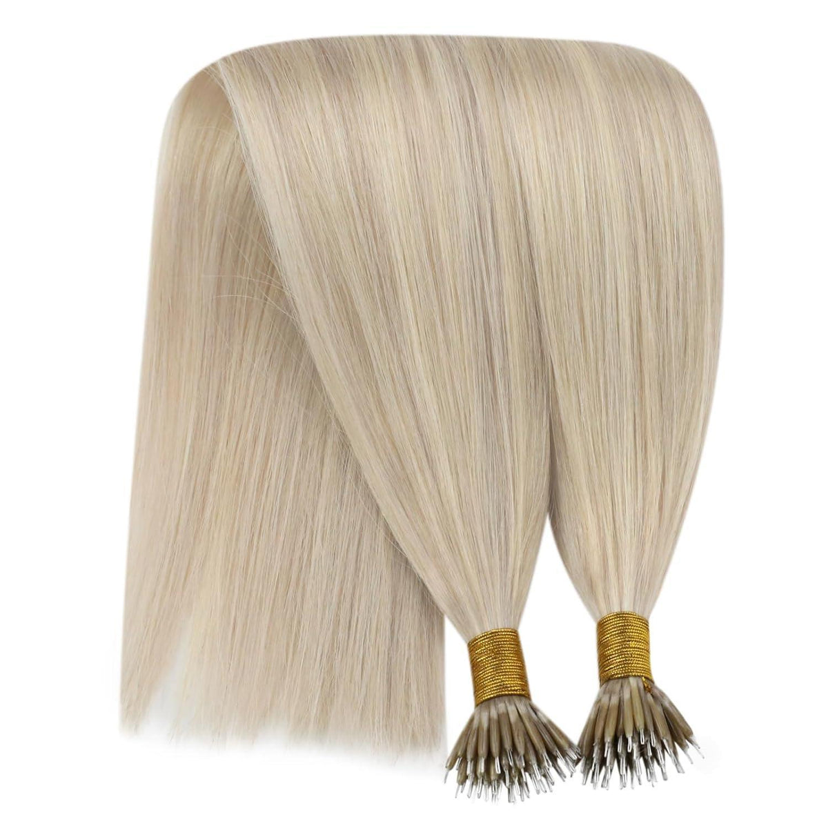 Aschblond Nanoring Extensions Echthaar 45cm – Haarverlängerung