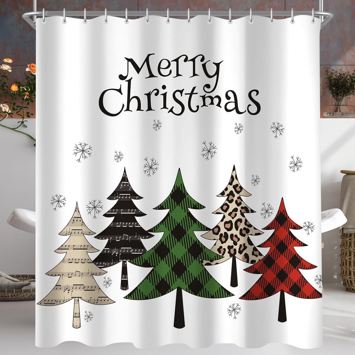 Duschvorhang Weihnachtsbaum Wasserdicht 180x200cm Polyester Textil