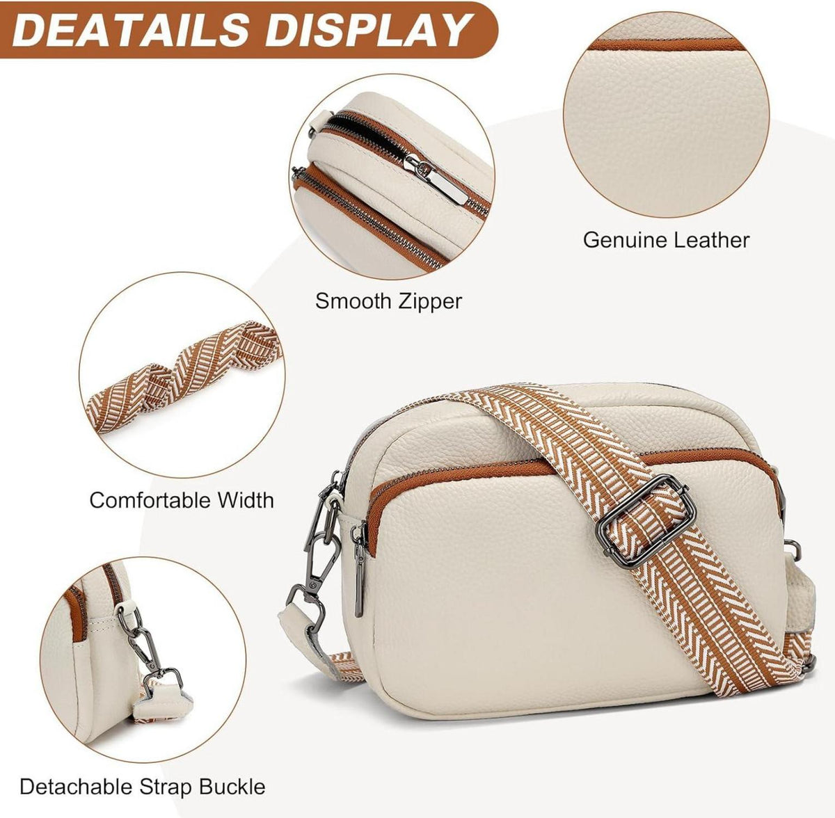 Umhängetasche Damen Echtes Leder Crossbody Bag Goldene Hardware