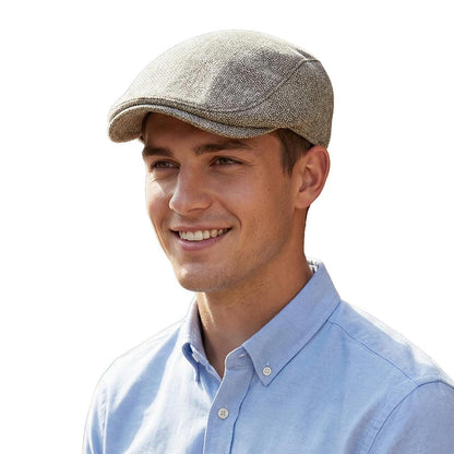 Leinen Schiebermütze Herren mit Futter – Sommer Flatcap Khaki