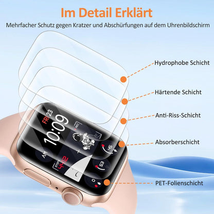 2 Stück Panzerglas Apple Watch 40mm Schutzfolie Weich TPU Displayfolie Blasenfrei iWatch