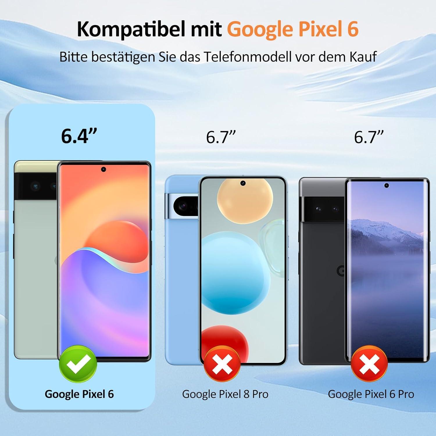 Agedate Panzerglasfolie für Google Pixel 6 - 2er