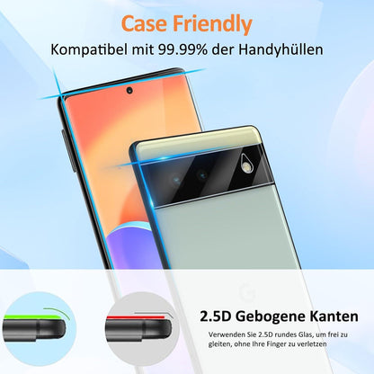 Agedate 2 Stück Schutzfolie + Kameraschutz für Google Pixel 6Panzerfolie 9H Klar Blasenfrei Displayschutzfolie Pixel 6