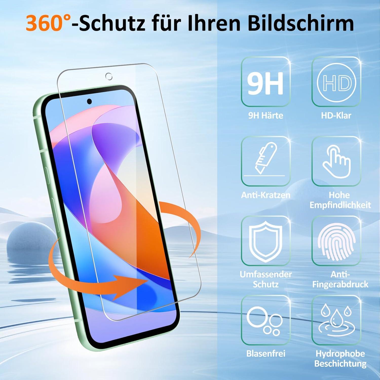 Panzerfolie Google Pixel 8A Schutzglas Kamerafolie Ultra-HD 2+2 Stück