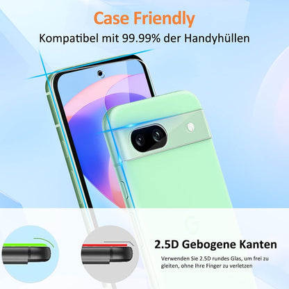 Google Pixel 8A Panzerglas Schutzfolie 2+2 Stück 9H Härte Kratzfest Blasenfrei Ultra-HD Kamerafolie