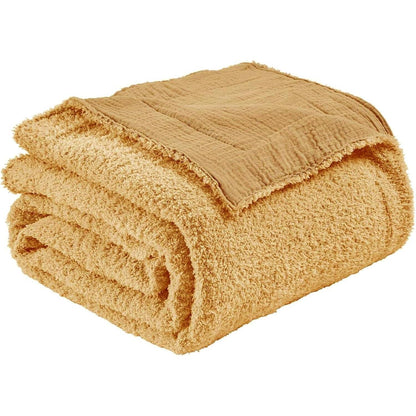 Musselin Fleece Decke 150x200 cm Beige Kuscheldecke