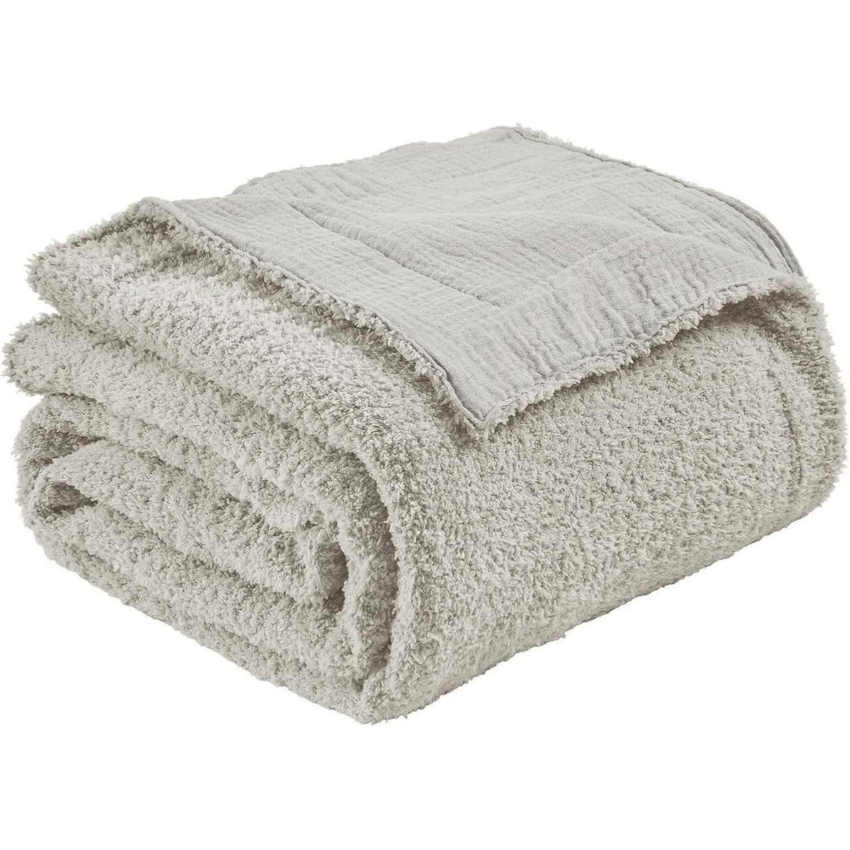 Musselin Baumwolle Fleece Decke 150x200 cm Grau