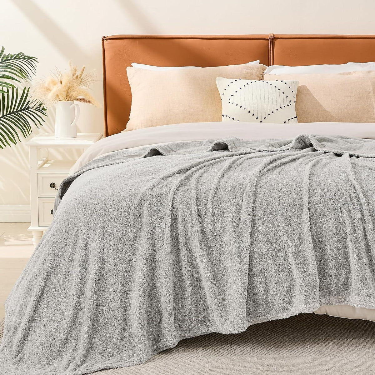 Musselin Baumwolle & Fleece Decke 200x230 cm Grau