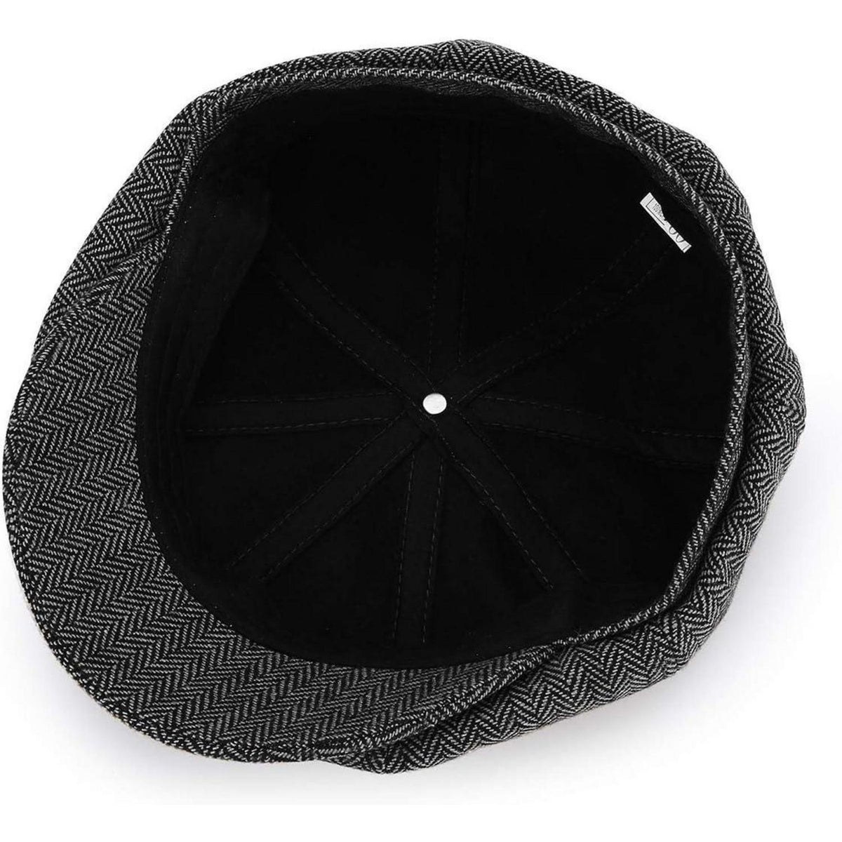 Newsboy Mütze 8-Panel Fischgräten Tweed Retro Gatsby Cap Schwarz