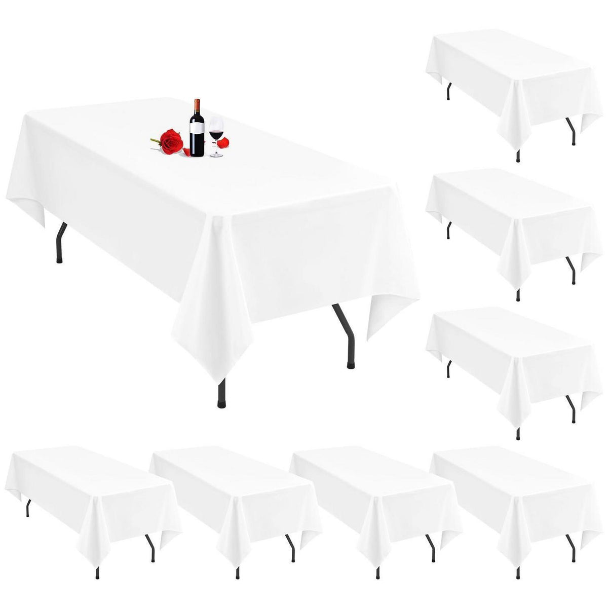 Weiße Tischdecken 8er-Pack, 153x320cm, Rechteckig für Hochzeiten