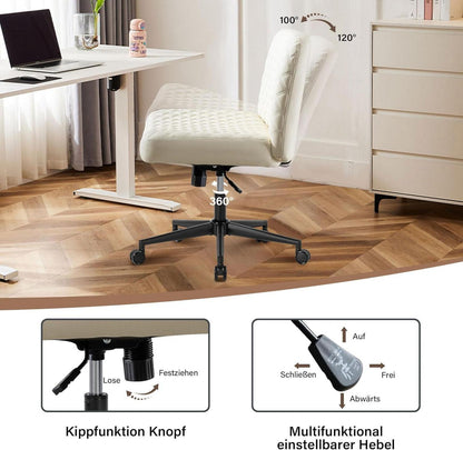 Ergonomischer Bürostuhl ohne Armlehnen mit Rollen und Wippfunktion