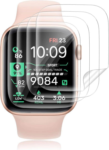 Displayschutz Apple Watch Panzerglas 44mm 4er Set transparent Bubble