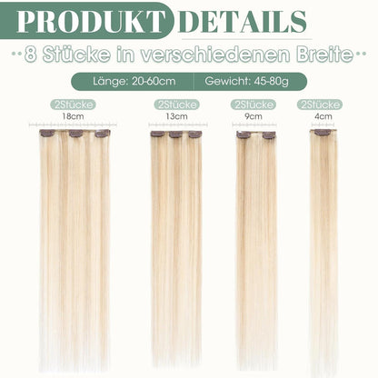 Echthaar Clip ins Extensions #18/613 Blond 25cm - 8 Stück