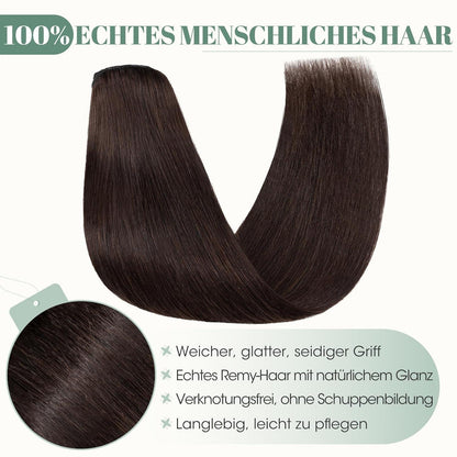 Echthaar Clip ins Haarverlängerung Dunkelbraun 60cm - 8 Stück