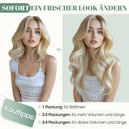 Echthaar Clip ins Haarverlängerung Dunkelbraun 60cm - 8 Stück