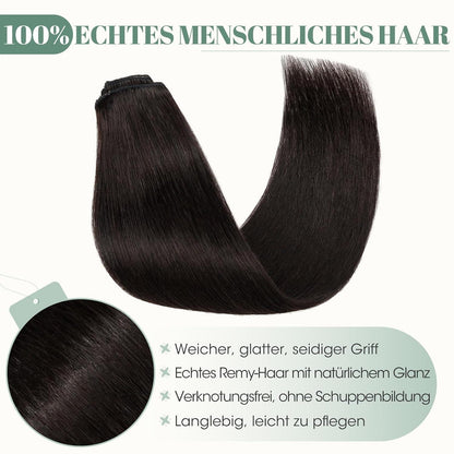 Echthaar Clip ins Extensions Schwarz 45cm - 8 Stück