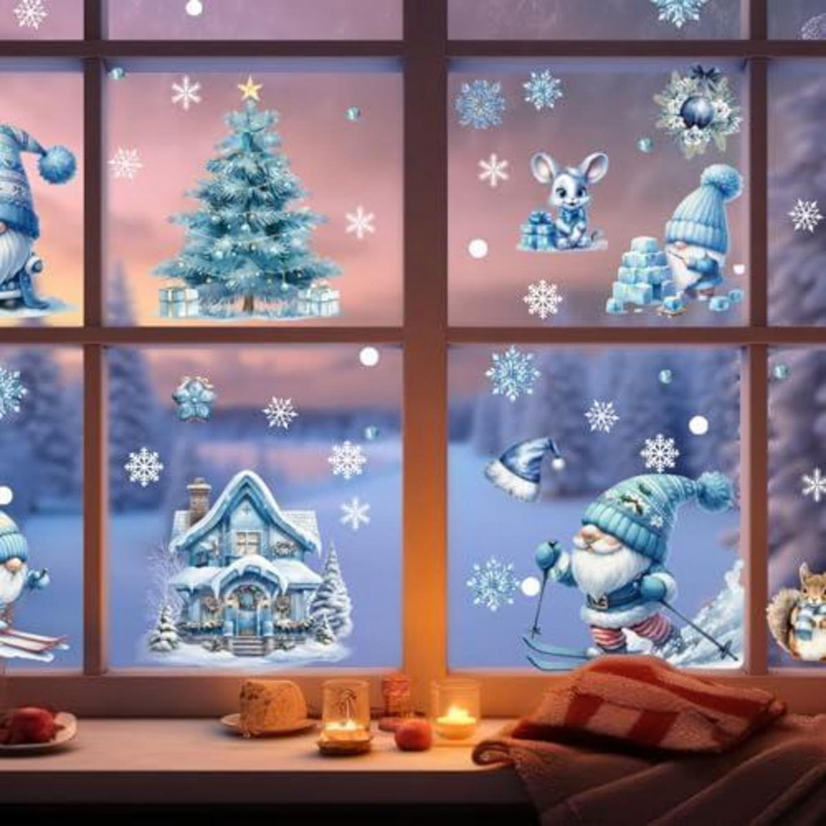 Weihnachts Fensterbilder Selbstklebend – Gnom Deko für Xmas Party