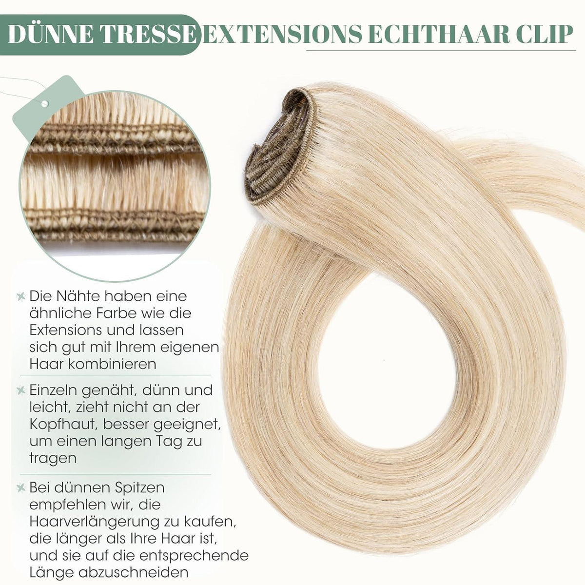 Echthaar Clip ins Extensions #18/613 Blond 45cm - 8 Stück