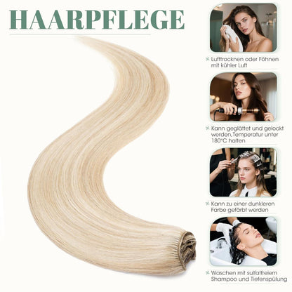 Echthaar Clip ins Extensions #18/613 Blond 60cm - 8 Stück