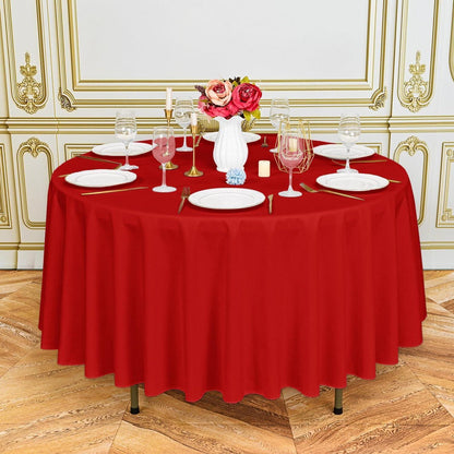 6x Runde Tischdecke Rot, 228 cm – Waschbar & Wiederverwendbar