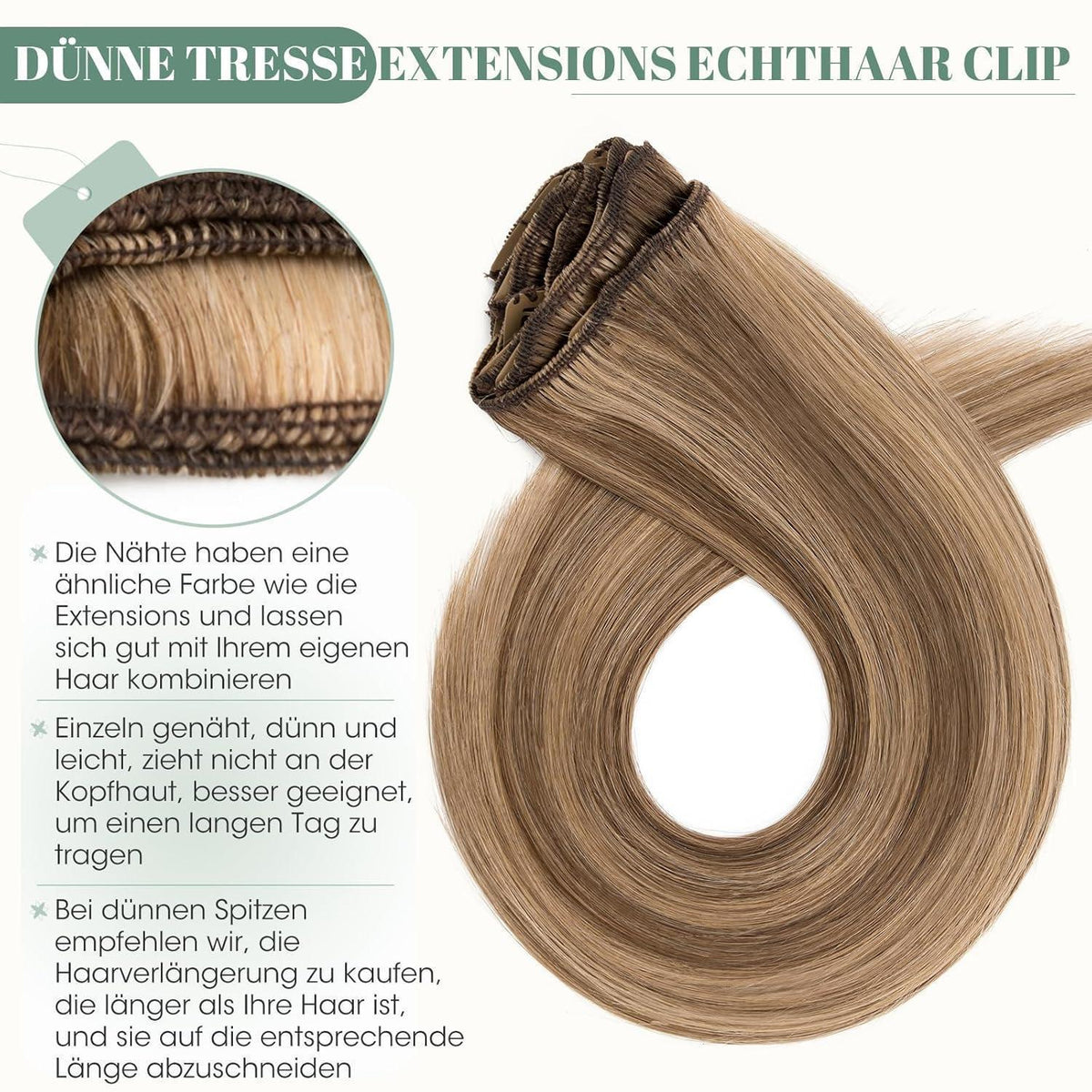 Clip in Echthaar Extensions 45cm #4/27 Blond