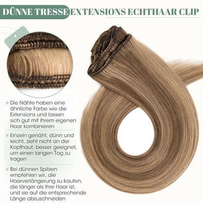 Clip in Echthaar Extensions 45cm #4/27 Blond