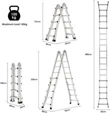 Aluleiter Mehrzweckleiter 4.8M Teleskopleiter 3-in-1