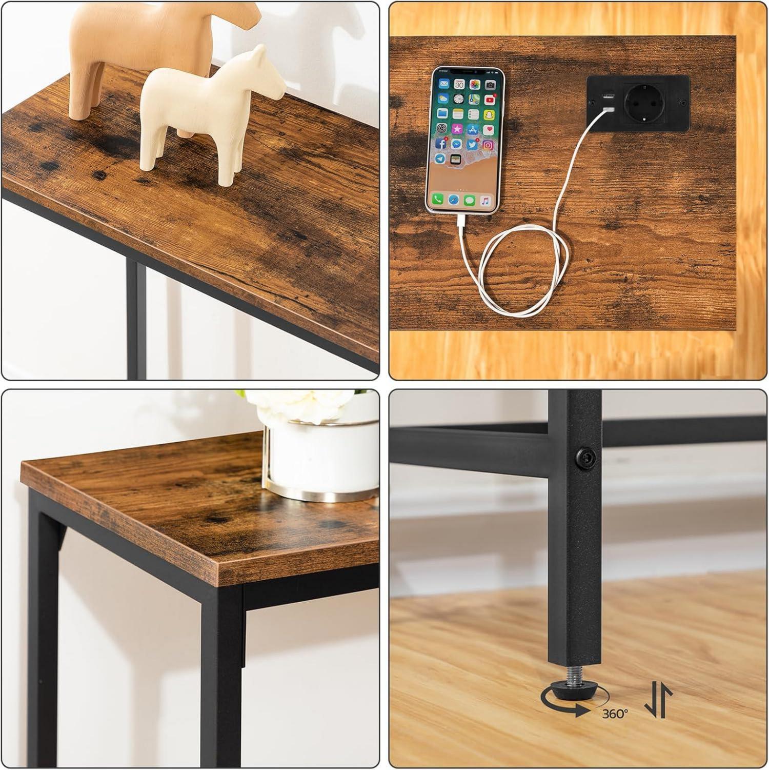 Konsolentisch mit Steckdosenleiste, USB-Anschlüssen & Ladestation