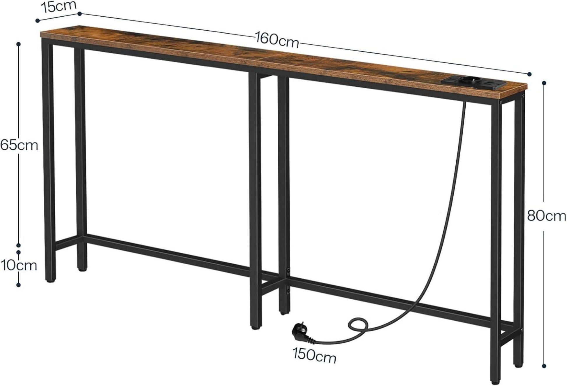 Schmaler Konsolentisch mit Steckdosenleiste Ladestation Sofa