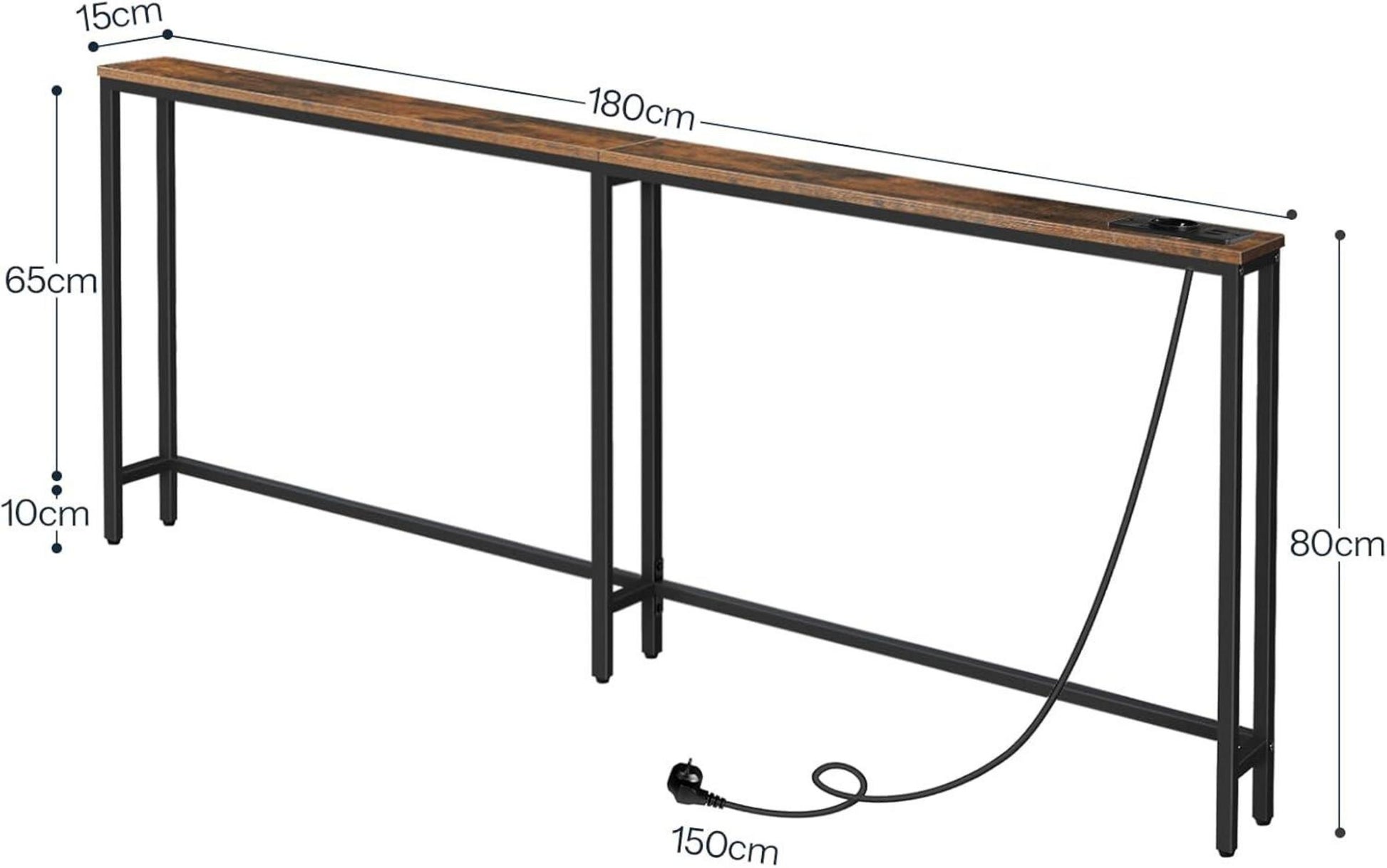 Schmaler Konsolentisch mit Steckdosenleiste und
