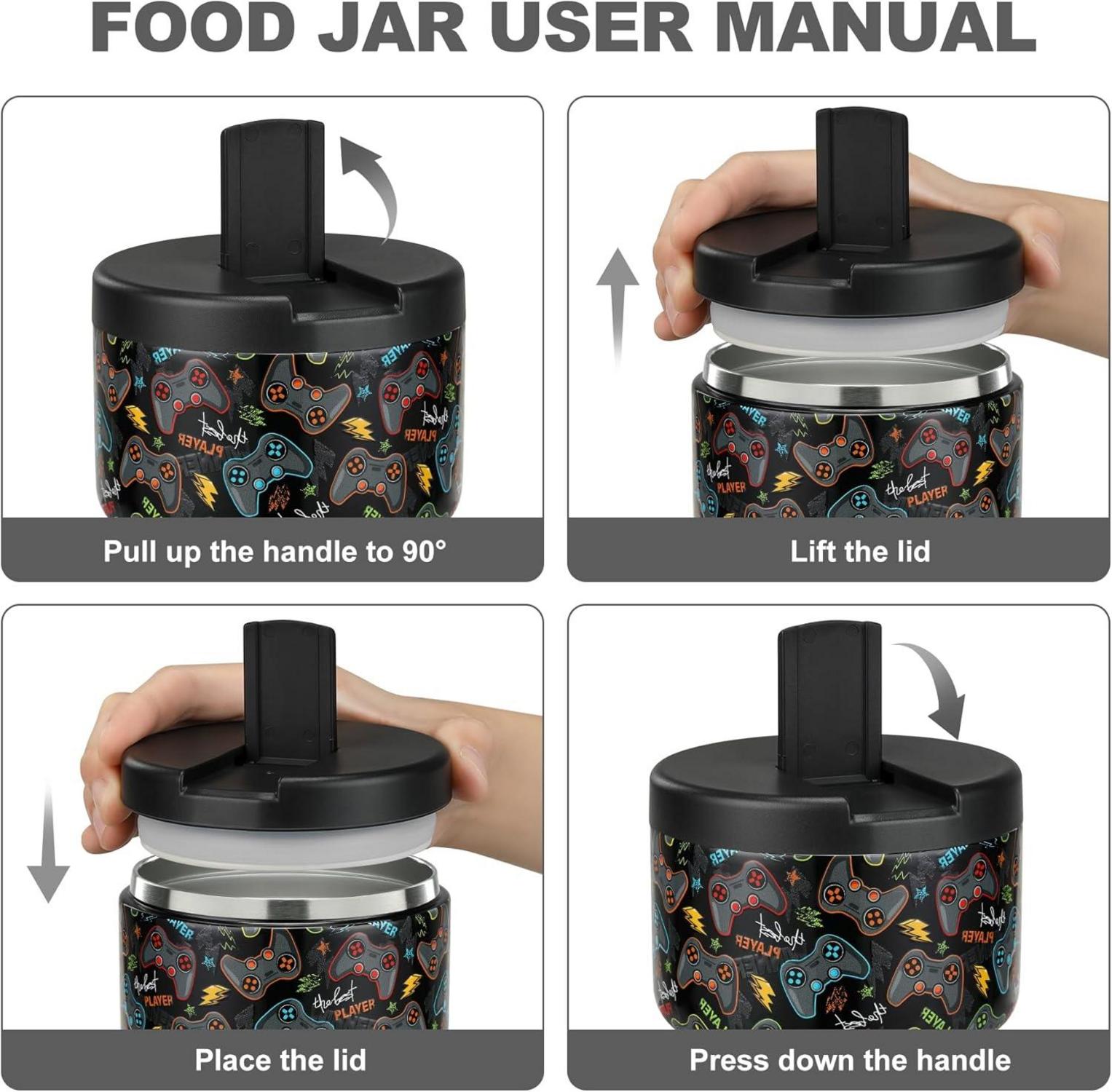 Thermobehälter 350ml Edelstahl Kinder Lunchbehälter Schwarz