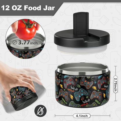 Thermobehälter 350ml Edelstahl Kinder Lunchbehälter Schwarz auslaufsicher warm/kalt