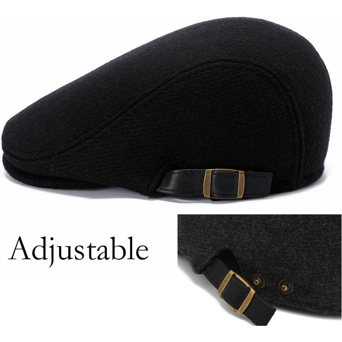 Schiebermütze Herren Flatcap Schwarz – Bequeme Baskenmütze