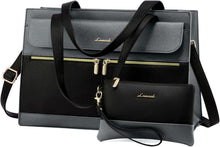15,6 Zoll Laptoptasche Damen Grau PU Leder Wasserfest