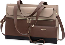 Laptop Handtasche Damen 15,6 Zoll PU Leder Crossbody Tote Bag